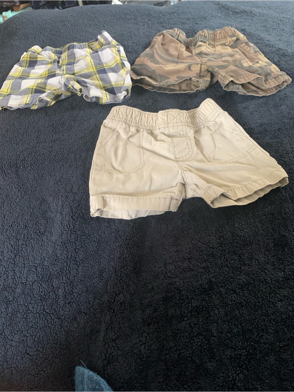 Carter's Three-Pack Girls Shorts - Yellow, Beige, and Camouflage